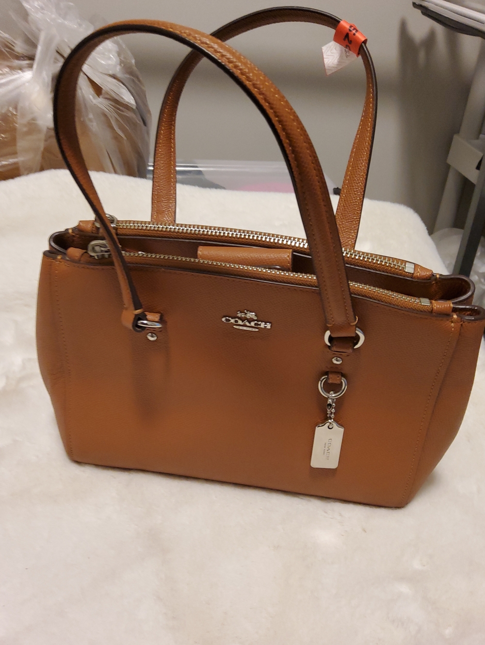 Coach Stanton 26 - Carryall Saddle Brown Crossgrain Leather Satchel Bag - Picture 9 of 16